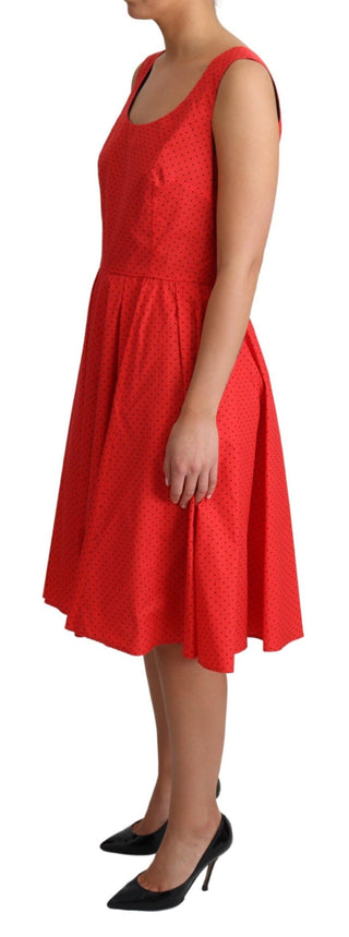 Elegant Polka Dotted A-line Sleeveless Dress