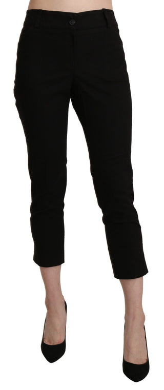 Elegant Black High Waist Cropped Pants - Luxury for You