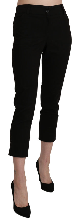 Elegant Black High Waist Cropped Pants - Luxury for You