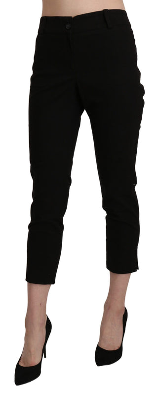 Elegant Black High Waist Cropped Pants - Luxury for You