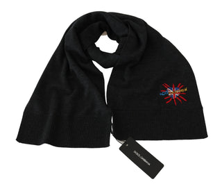 Elegant Virgin Wool Men's Scarf With Embroidery