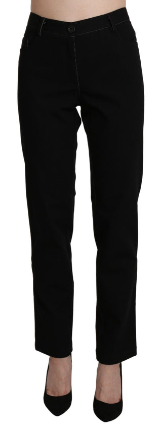 Elegant High Waist Straight Black Trousers - Luxury for You