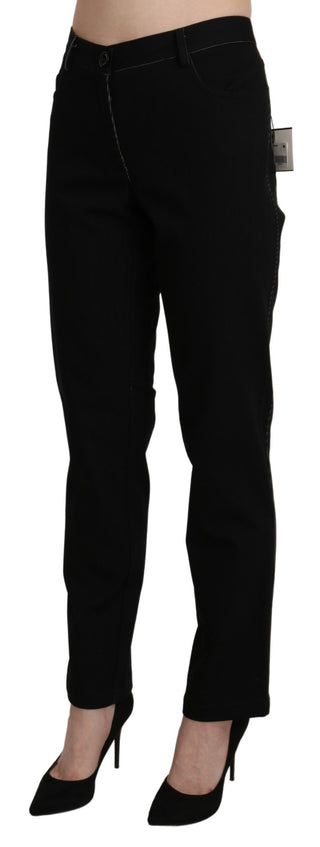 Elegant High Waist Straight Black Trousers - Luxury for You