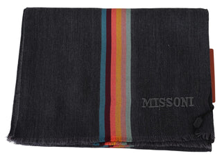 Elegant Wool-silk Blend Striped Scarf