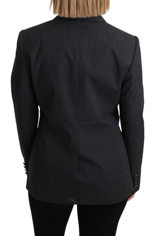 Elegant Gray Striped Cotton Blazer - Luxury for You