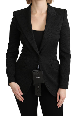 Elegant Black Brocade Single Breasted Blazer - Luxury for You