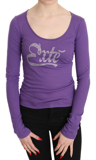 Elegant Purple Crystal Embellished Long Sleeve Top - Luxury for You