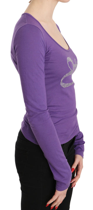 Elegant Purple Crystal Embellished Long Sleeve Top - Luxury for You