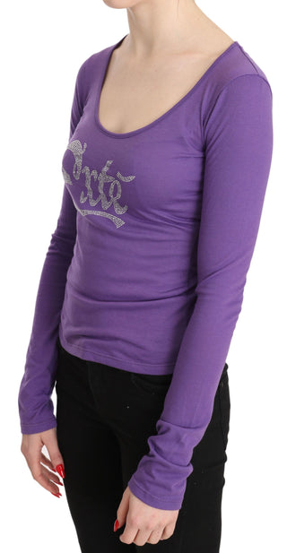 Elegant Purple Crystal Embellished Long Sleeve Top - Luxury for You