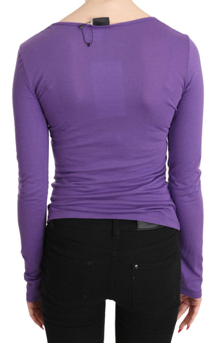 Elegant Purple Crystal Embellished Long Sleeve Top - Luxury for You