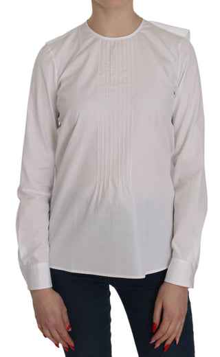 Elegant White Cotton Crew Neck Top - Luxury for You