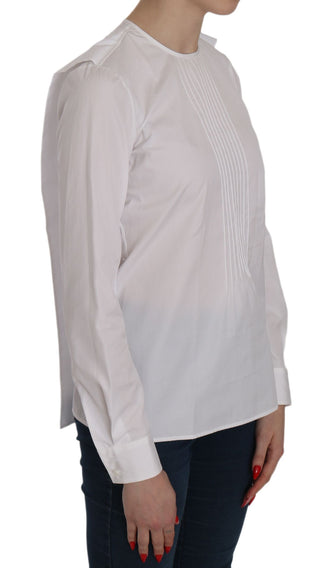 Elegant White Cotton Crew Neck Top - Luxury for You