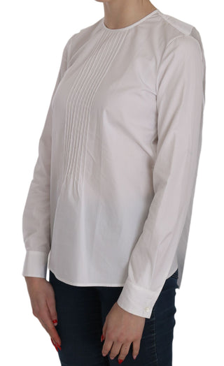 Elegant White Cotton Crew Neck Top - Luxury for You