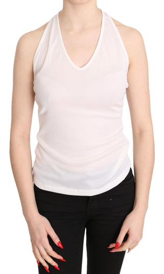 Elegant White Halter Casual Tank Top - Luxury for You