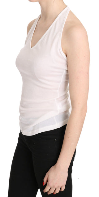 Elegant White Halter Casual Tank Top - Luxury for You