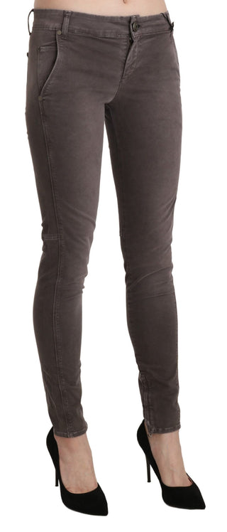 Chic Brown Low Waist Skinny Trousers - Luxury for You