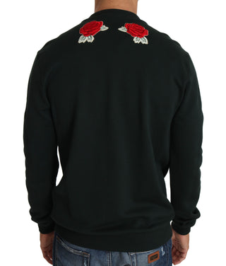 Emerald Cotton Sweater With Crystal Embroidery - Luxury for You