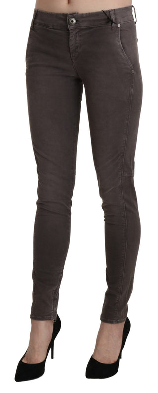 Chic Brown Low Waist Skinny Trousers - Luxury for You