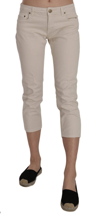 Beige Low Waist Skinny Cropped Capri Pants - Luxury for You