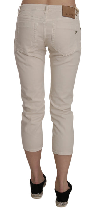 Beige Low Waist Skinny Cropped Capri Pants - Luxury for You