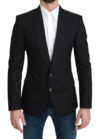 Elegant Black Virgin Wool Formal Blazer - Luxury for You