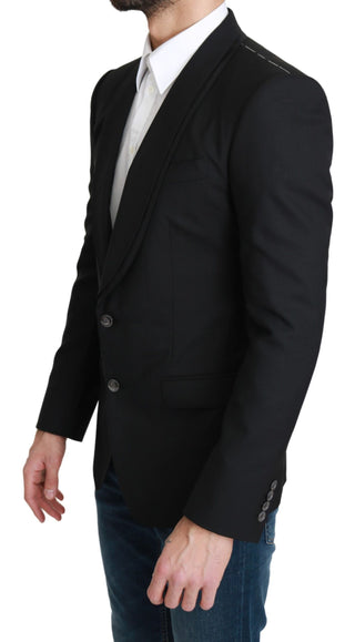 Elegant Black Virgin Wool Formal Blazer - Luxury for You