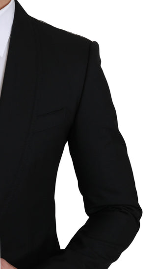 Elegant Black Virgin Wool Formal Blazer - Luxury for You