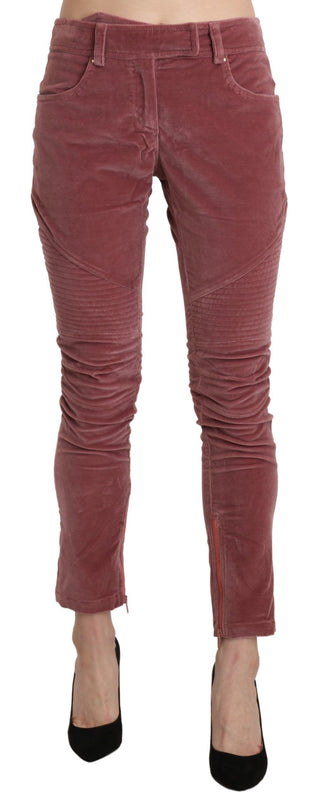 Chic Red Mid Waist Skinny Trousers - Luxury for You