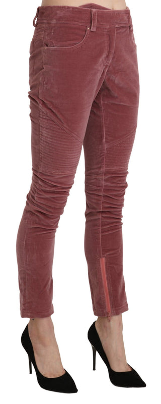 Chic Red Mid Waist Skinny Trousers - Luxury for You