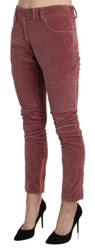 Chic Red Mid Waist Skinny Trousers - Luxury for You