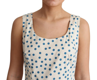 Elegant Beige Polka Dot A-line Sleeveless Dress