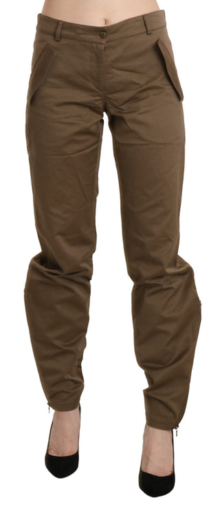 Chic Brown Mid Waist Straight Trousers - Luxury for You