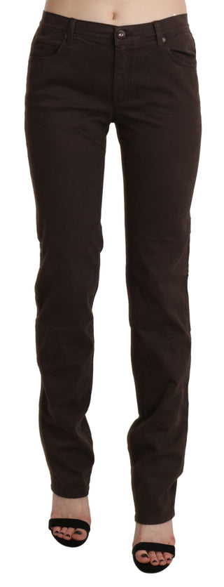 Chic Brown Mid Waist Skinny Trousers - Luxury for You