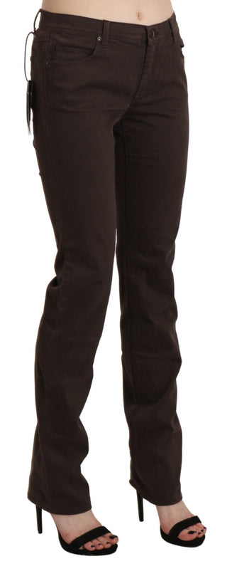 Chic Brown Mid Waist Skinny Trousers - Luxury for You