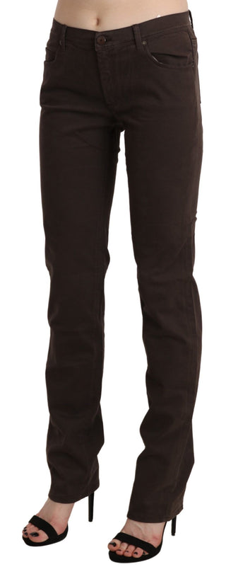 Chic Brown Mid Waist Skinny Trousers - Luxury for You