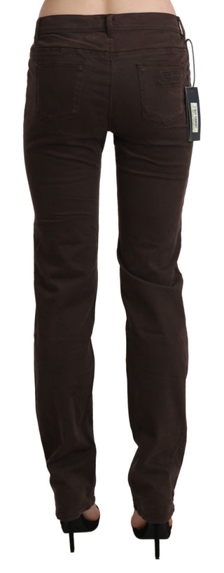 Chic Brown Mid Waist Skinny Trousers - Luxury for You