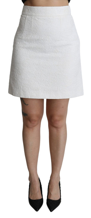 Elegant White Floral Brocade Mini Skirt - Luxury for You