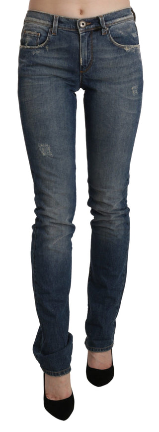 Chic Mid Waist Skinny Denim In Blue Washed - Luxury for You