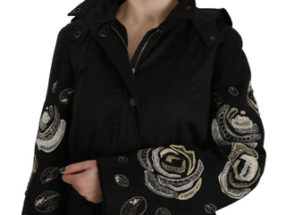 Elegant Black Beaded Parka Jacket For Women - Luxury for You