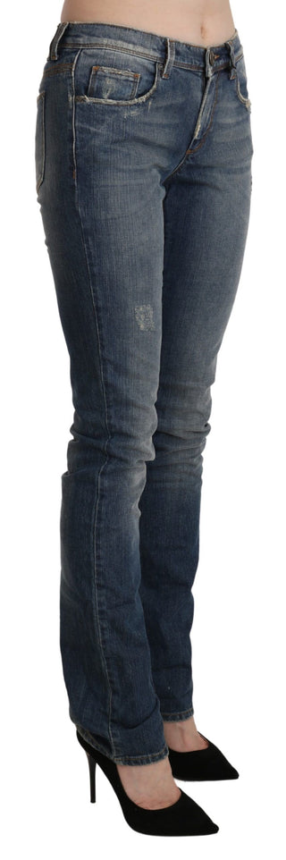 Chic Mid Waist Skinny Denim In Blue Washed - Luxury for You