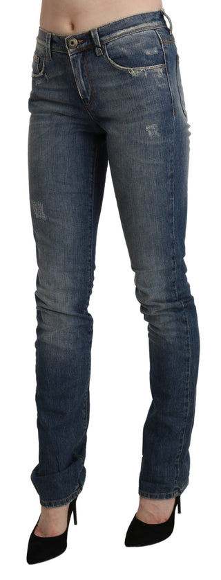 Chic Mid Waist Skinny Denim In Blue Washed - Luxury for You