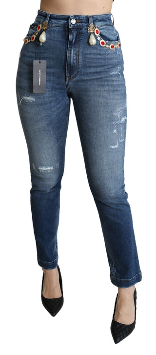 Enchanted Crystal Studded Blue Jeans - Luxury for You