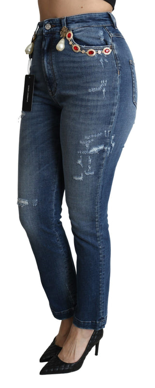 Enchanted Crystal Studded Blue Jeans - Luxury for You