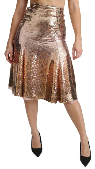 Gold Sequined High Waist Skirt - Luxury for You