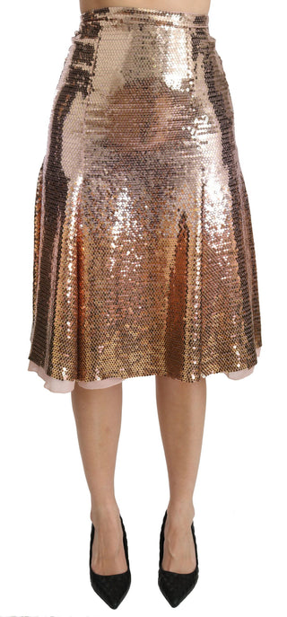 Gold Sequined High Waist Skirt - Luxury for You