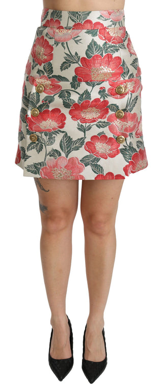 Elegant White Floral High Waist Skirt - Luxury for You