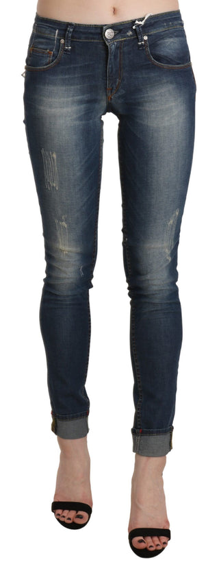 Chic Blue Washed Skinny Cropped Jeans - Luxury for You