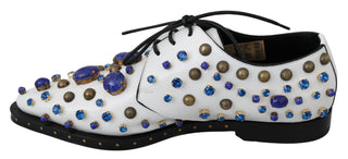 Elegant White Leather Dress Shoes With Crystals - Luxury for You