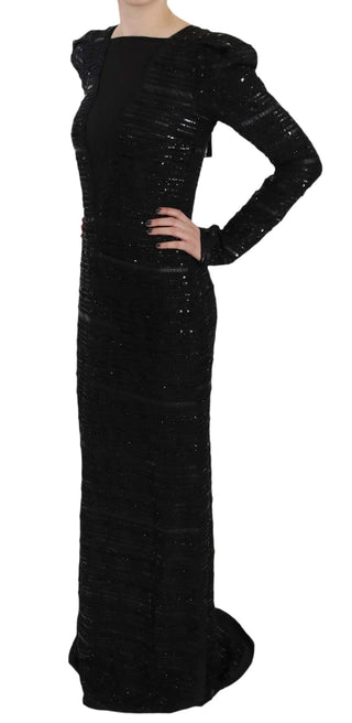 Black Silk Sheath Maxi Dress With Sequins - Luxury for You