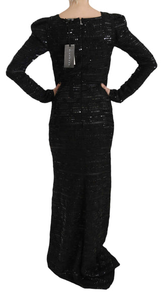 Black Silk Sheath Maxi Dress With Sequins - Luxury for You